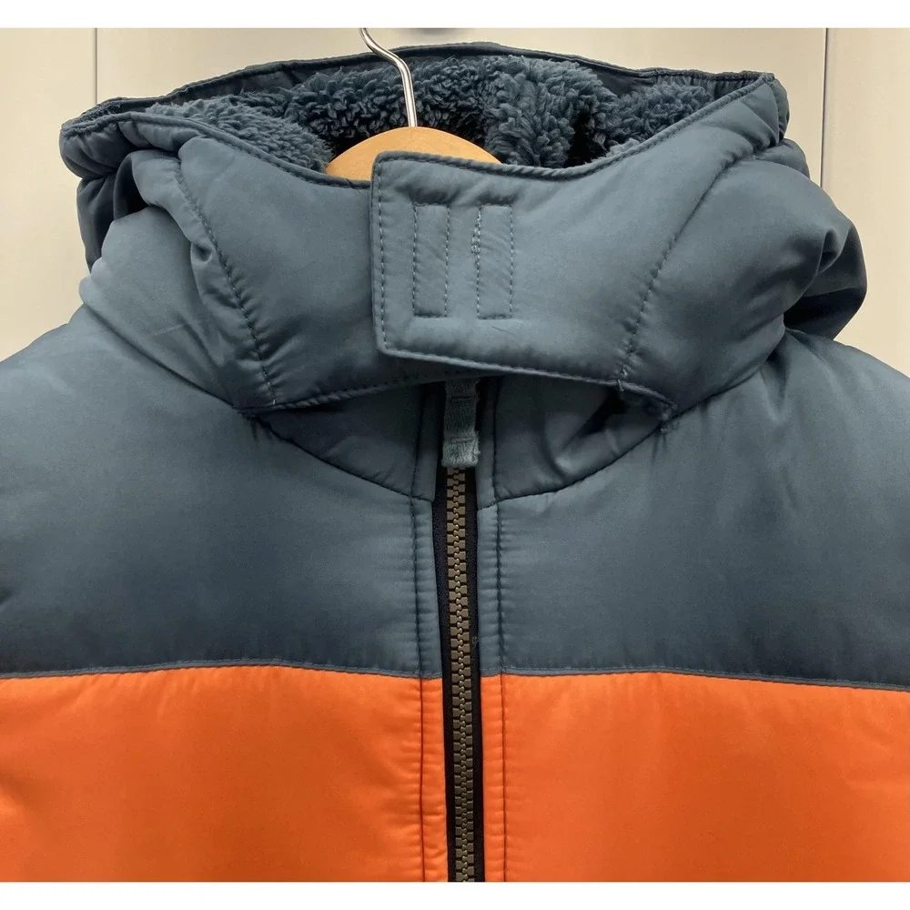 OshKosh B'gosh Jacket Boys 6 Colorblock Hooded Sherpa Puffer‎ Water Resistant
